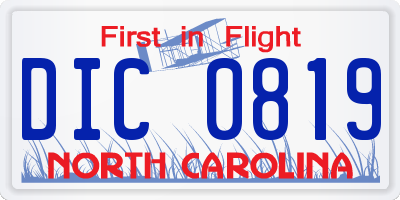 NC license plate DIC0819