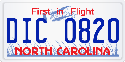 NC license plate DIC0820