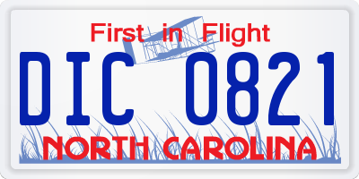 NC license plate DIC0821