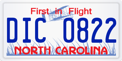 NC license plate DIC0822