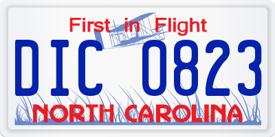 NC license plate DIC0823