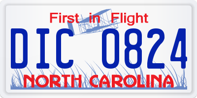 NC license plate DIC0824