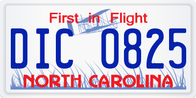 NC license plate DIC0825