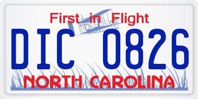 NC license plate DIC0826