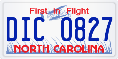 NC license plate DIC0827