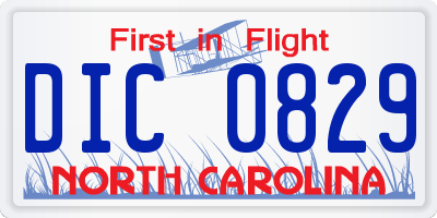 NC license plate DIC0829