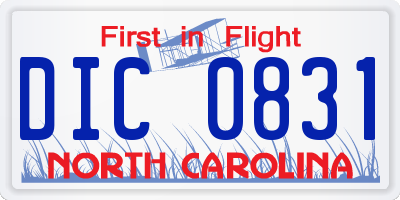 NC license plate DIC0831