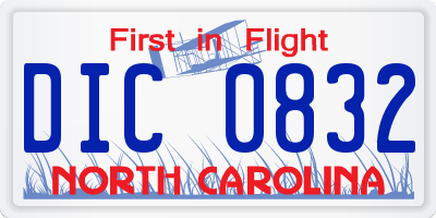 NC license plate DIC0832