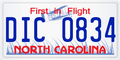 NC license plate DIC0834