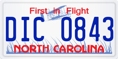 NC license plate DIC0843