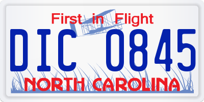 NC license plate DIC0845