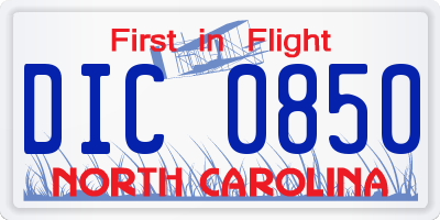 NC license plate DIC0850