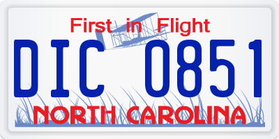NC license plate DIC0851