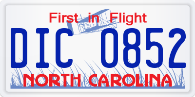 NC license plate DIC0852