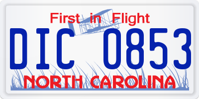 NC license plate DIC0853
