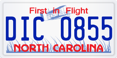 NC license plate DIC0855