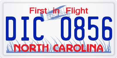 NC license plate DIC0856