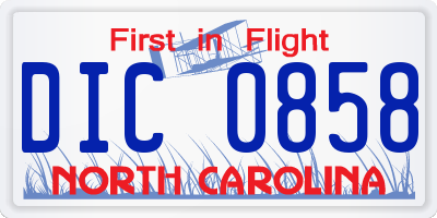 NC license plate DIC0858
