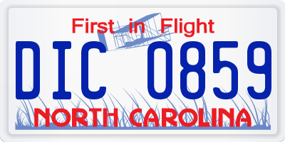 NC license plate DIC0859