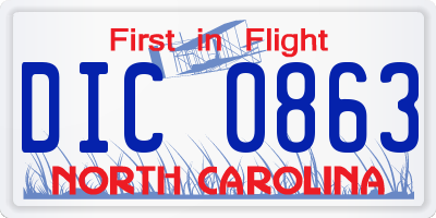 NC license plate DIC0863