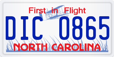 NC license plate DIC0865