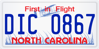 NC license plate DIC0867
