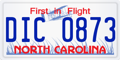 NC license plate DIC0873