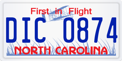 NC license plate DIC0874
