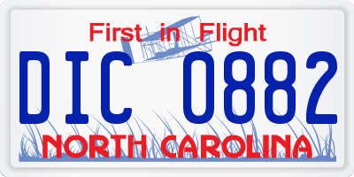 NC license plate DIC0882