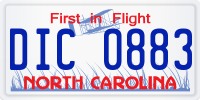 NC license plate DIC0883