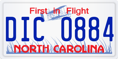 NC license plate DIC0884