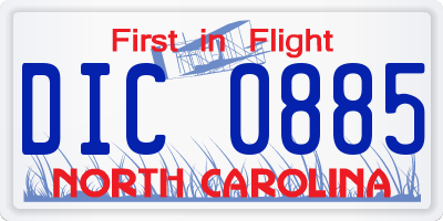 NC license plate DIC0885