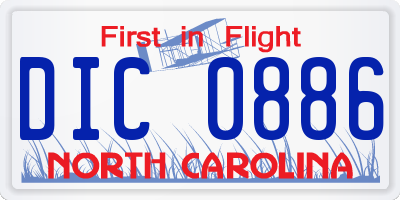 NC license plate DIC0886