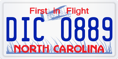 NC license plate DIC0889