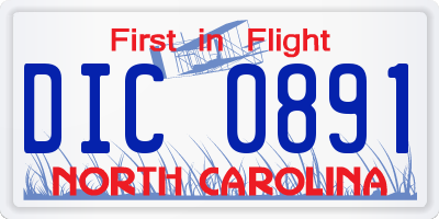 NC license plate DIC0891