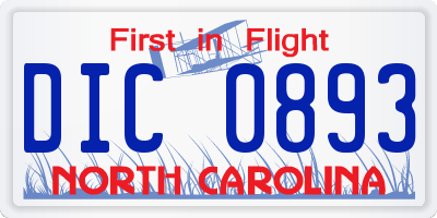 NC license plate DIC0893