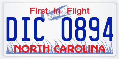 NC license plate DIC0894