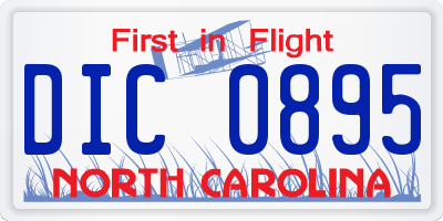 NC license plate DIC0895