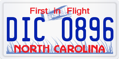 NC license plate DIC0896
