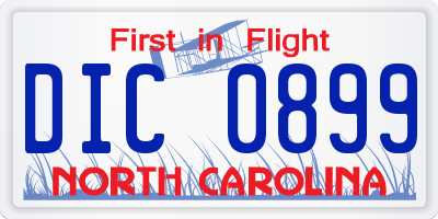 NC license plate DIC0899
