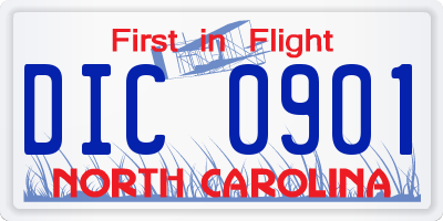 NC license plate DIC0901