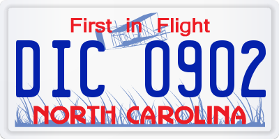 NC license plate DIC0902