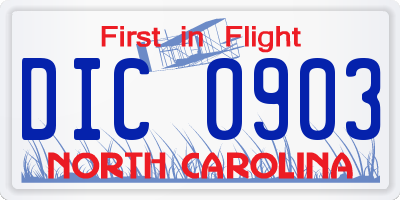 NC license plate DIC0903