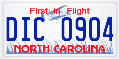 NC license plate DIC0904