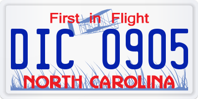NC license plate DIC0905