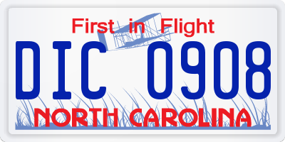 NC license plate DIC0908