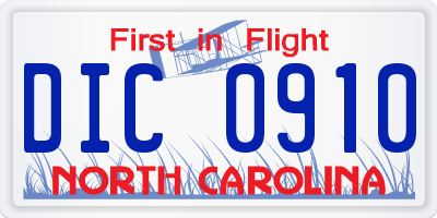 NC license plate DIC0910