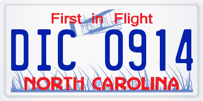 NC license plate DIC0914