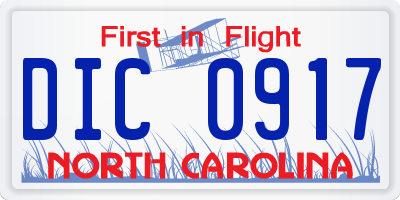 NC license plate DIC0917