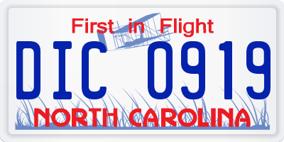 NC license plate DIC0919